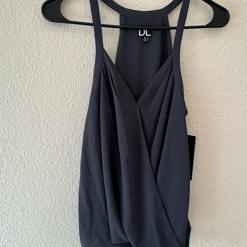 DL Women's Elegant Black Draped Tank Top